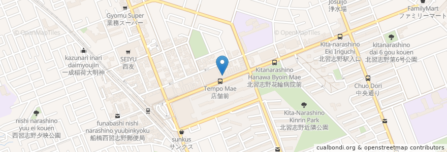Mapa de ubicacion de 京葉銀行 en Japonya, 千葉県, 船橋市.