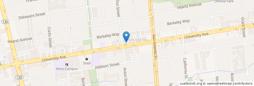 Mapa de ubicacion de Fellini Coffee Bar en Amerika Birleşik Devletleri, Kaliforniya, Alameda İlçesi, Berkeley.