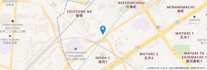 Mapa de ubicacion de 久米歯科 en Japan, Präfektur Kanagawa, 川崎市, 川崎区, 鶴見区.