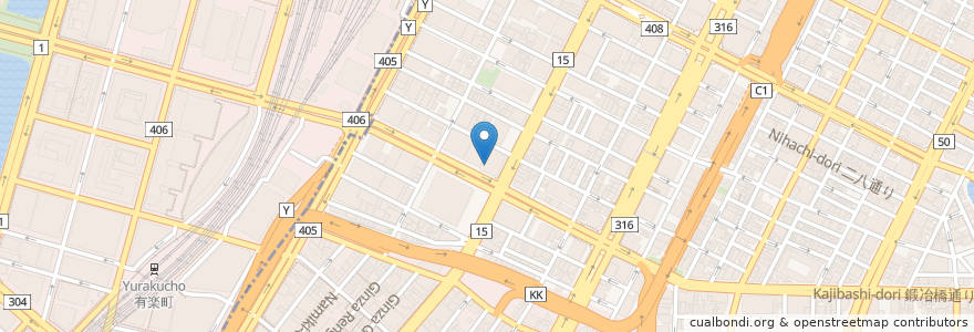 Mapa de ubicacion de スターバックス en ژاپن, 東京都, 中央区.