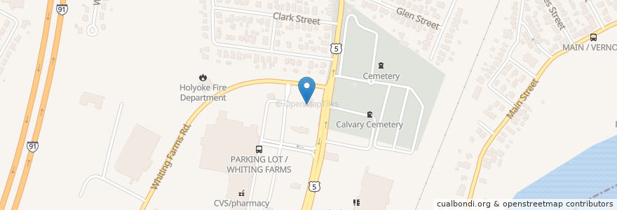 Mapa de ubicacion de Denny's en 美利坚合众国/美利堅合眾國, 马萨诸塞州 / 麻薩諸塞州 / 麻省, Hampden County, Holyoke.