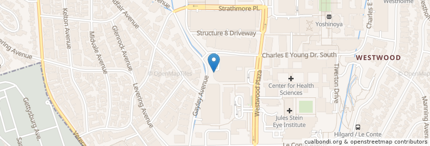 Mapa de ubicacion de Mattel Children's Hospital en 미국, 캘리포니아주, Los Angeles County, 로스앤젤레스.