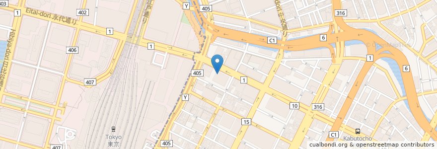 Mapa de ubicacion de 上島珈琲店 en ژاپن, 東京都, 千代田区, 中央区.
