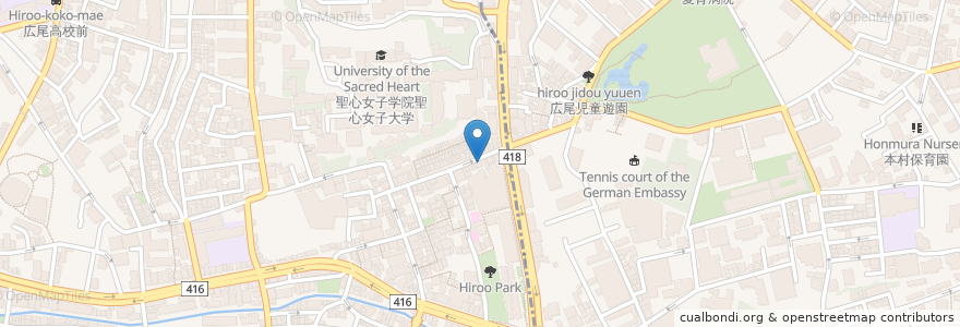 Mapa de ubicacion de スターバックス en Japon, Tokyo, 港区, 広尾.