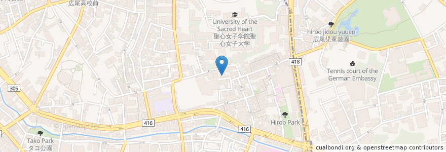 Mapa de ubicacion de 東江寺 en 日本, 東京都, 港区, 広尾.