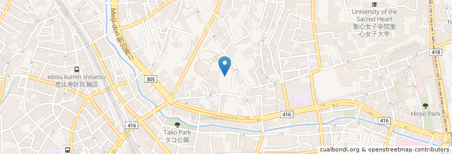 Mapa de ubicacion de 法雲寺 en Japon, Tokyo, 渋谷区, 広尾.