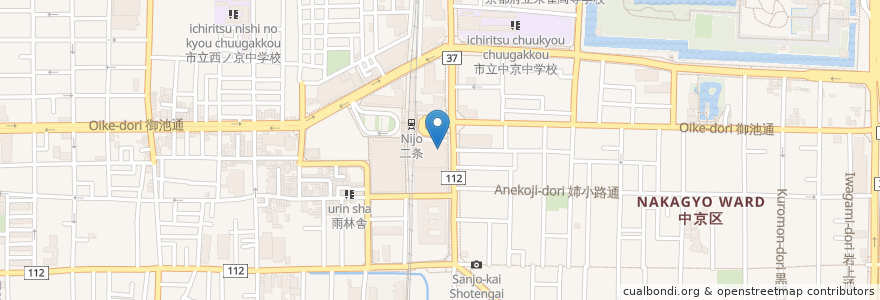 Mapa de ubicacion de 京都銀行 en Japón, Prefectura De Kioto, Kioto, 中京区.