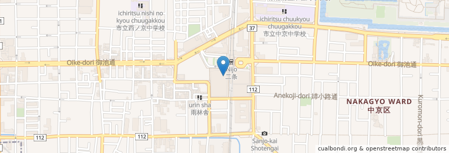 Mapa de ubicacion de はなまるうどん en Japon, Préfecture De Kyoto, 京都市, 中京区.