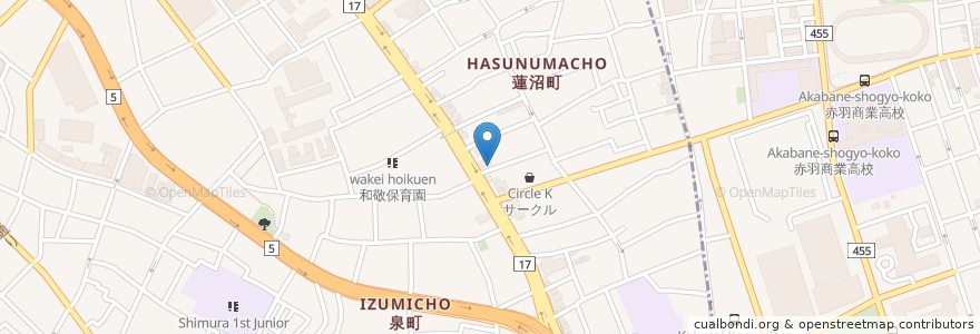 Mapa de ubicacion de 知念胃腸科内科 en Japon, Tokyo, 板橋区, 北区.