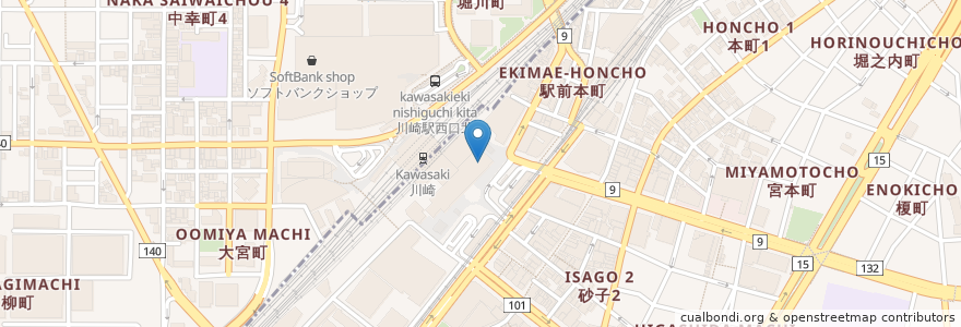Mapa de ubicacion de トモズ en Japão, 神奈川県, 川崎市.