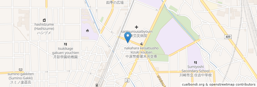 Mapa de ubicacion de トモズ (Tomod's) en 일본, 가나가와현, 川崎市, 中原区.