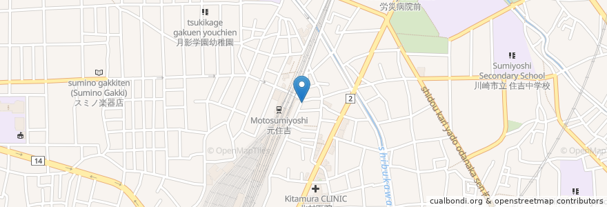 Mapa de ubicacion de トモズエクスプレス en 일본, 가나가와현, 川崎市, 中原区.