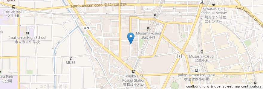 Mapa de ubicacion de クスリのカツマタ (kusurino Katumata) en 日本, 神奈川県, 川崎市, 中原区.
