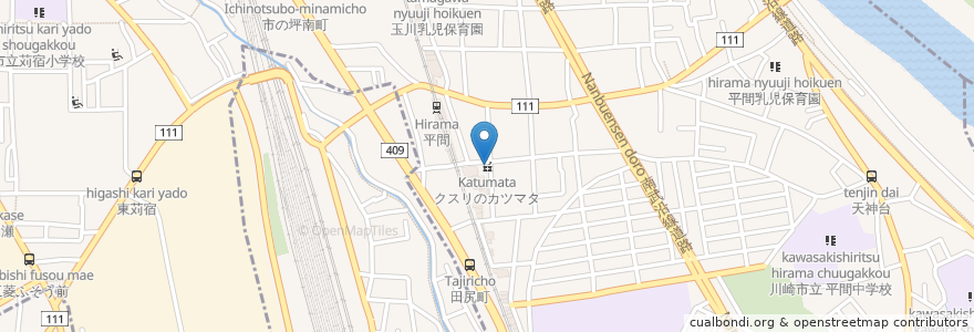 Mapa de ubicacion de クスリのカツマタ (Katumata) en Giappone, Prefettura Di Kanagawa, 川崎市.