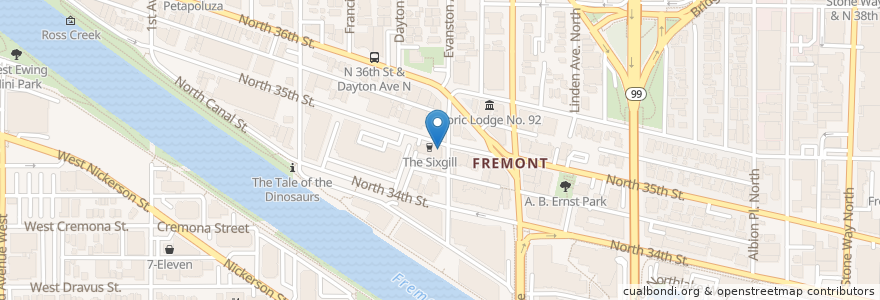 Mapa de ubicacion de The Barrel Thief en ایالات متحده آمریکا, واشنگتن, King County, Seattle.
