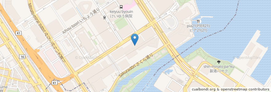 Mapa de ubicacion de トモズ (Tomod's) en 日本, 神奈川縣, 横滨市, 西区.