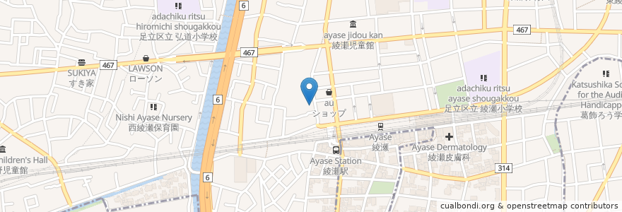 Mapa de ubicacion de ユニバーサルドラッグ en Japonya, 東京都, 足立区.
