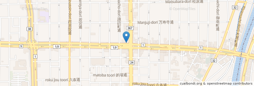 Mapa de ubicacion de Uotami en 日本, 京都府, 京都市, 下京区.