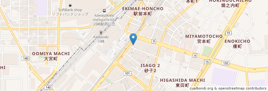 Mapa de ubicacion de スターバックス en Japão, 神奈川県, 川崎市.