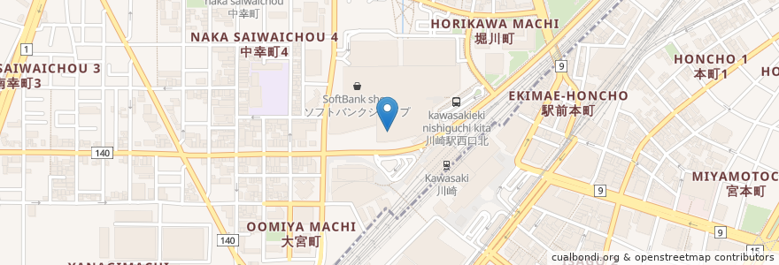 Mapa de ubicacion de スターバックス en Japonya, 神奈川県, 川崎市.