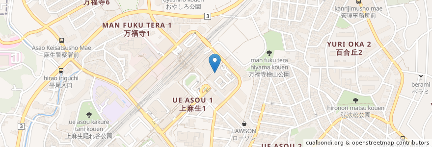 Mapa de ubicacion de スターバックス en Japón, Prefectura De Kanagawa, Kawasaki, 麻生区.