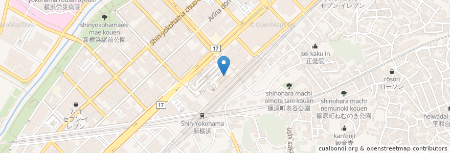 Mapa de ubicacion de スターバックス en اليابان, كاناغاوا, 横浜市, 港北区.