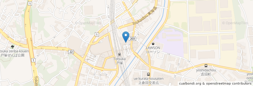 Mapa de ubicacion de スターバックス en 日本, 神奈川県, 横浜市, 戸塚区.