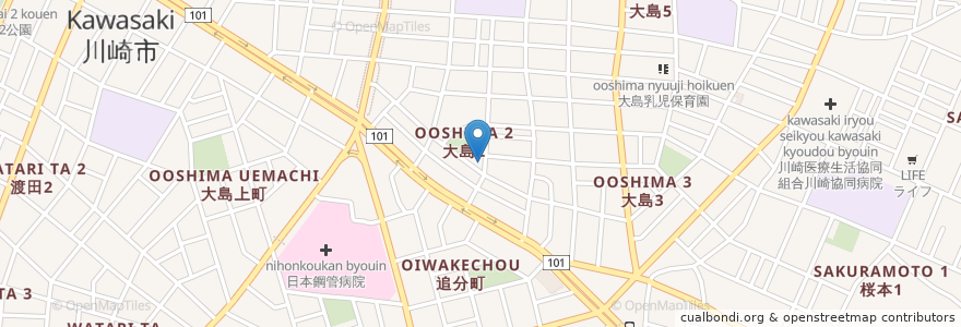Mapa de ubicacion de 西運庵 en ژاپن, 神奈川県, 川崎市, 川崎区.