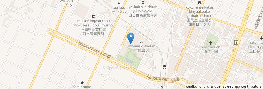 Mapa de ubicacion de ケンタッキーフライドチキン en 일본, 미에현, 四日市市.