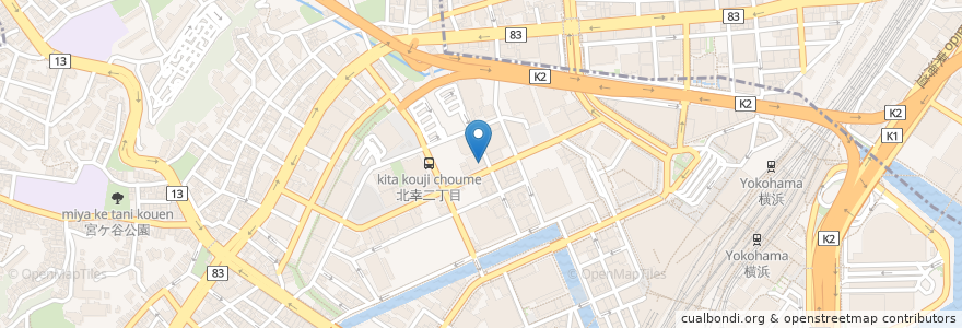 Mapa de ubicacion de スターバックス en Japão, 神奈川県, 横浜市, 西区, 神奈川区.