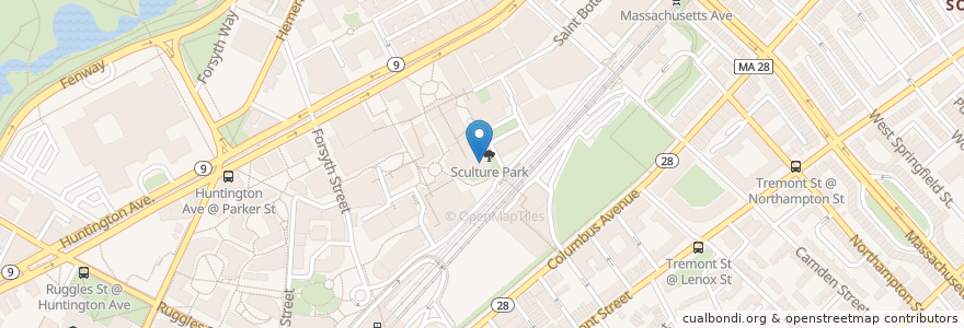 Mapa de ubicacion de Starbucks en Stati Uniti D'America, Massachusetts, Suffolk County, Boston.