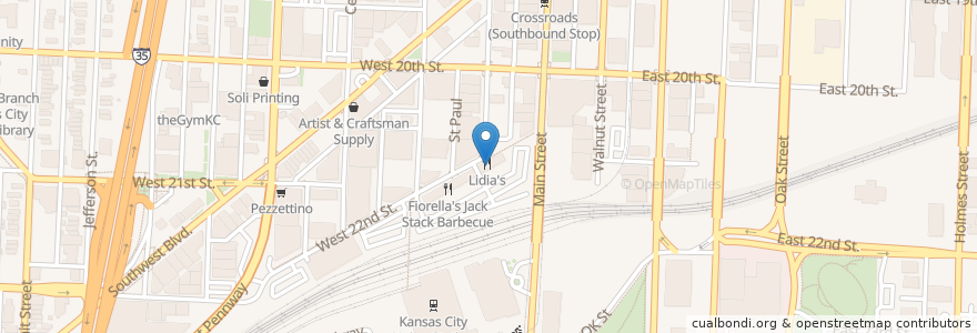 Mapa de ubicacion de Lidia's en 미국, 미주리, Kansas City, Jackson County.