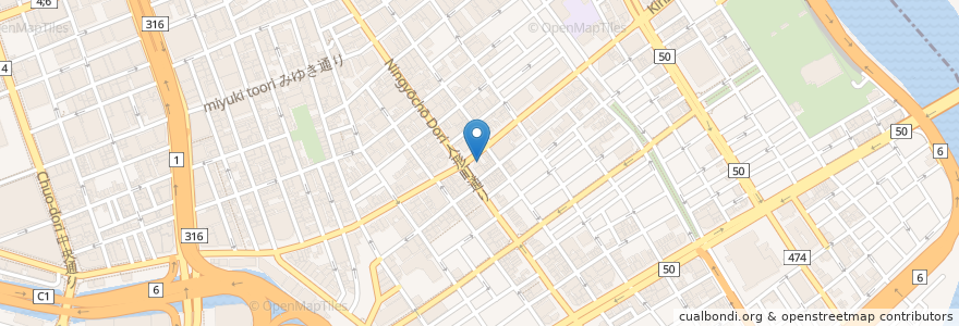 Mapa de ubicacion de カフェ・ド・クリエ en Japonya, 東京都, 中央区.