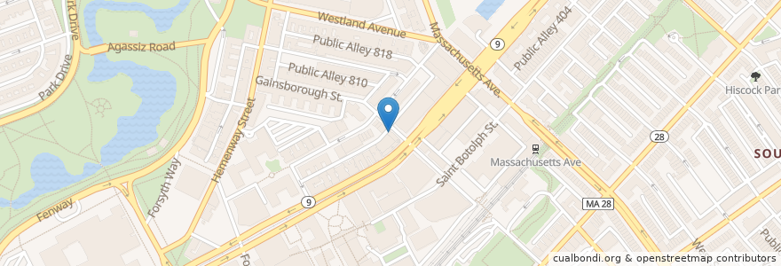 Mapa de ubicacion de Pavement Coffeehouse en United States, Massachusetts, Suffolk County, Boston.