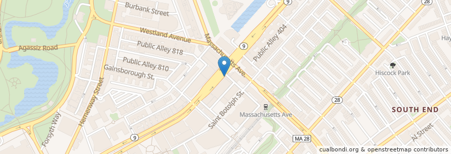Mapa de ubicacion de Ginger Exchange Symphony en Estados Unidos De América, Massachusetts, Suffolk County, Boston.