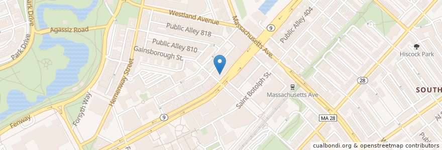 Mapa de ubicacion de Bank of America en Amerika Syarikat, Massachusetts, Suffolk County, Boston.