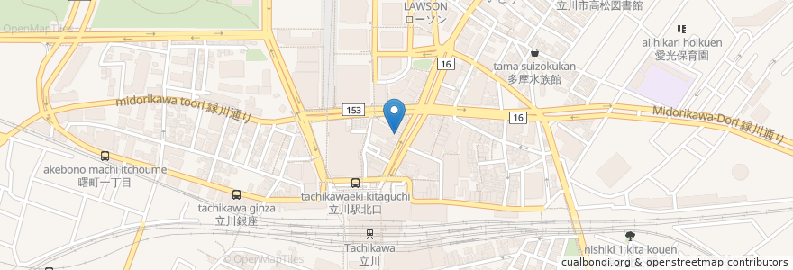 Mapa de ubicacion de カフェ・ド・クリエ en Japon, Tokyo, 立川市.