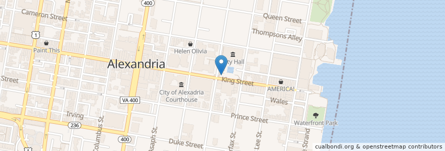 Mapa de ubicacion de Capital Bikeshare;Market Square / King St and Royal St en États-Unis D'Amérique, Virginie, Alexandria.
