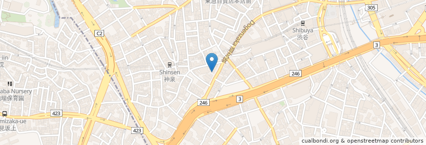 Mapa de ubicacion de カフェ・ド・クリエ en Japan, 東京都, 渋谷区.