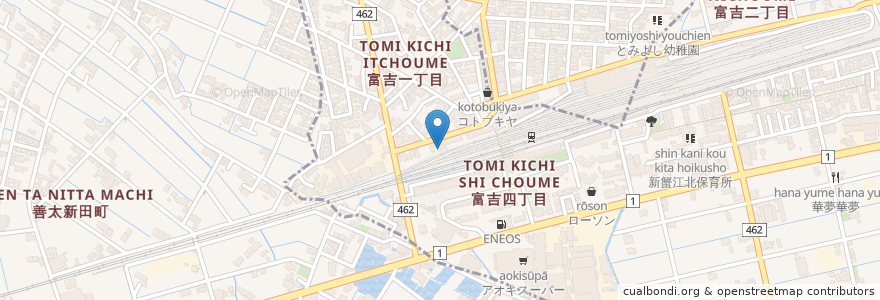 Mapa de ubicacion de 富吉歯科クリニック en 日本, 愛知県, 愛西市, 海部郡, 蟹江町.