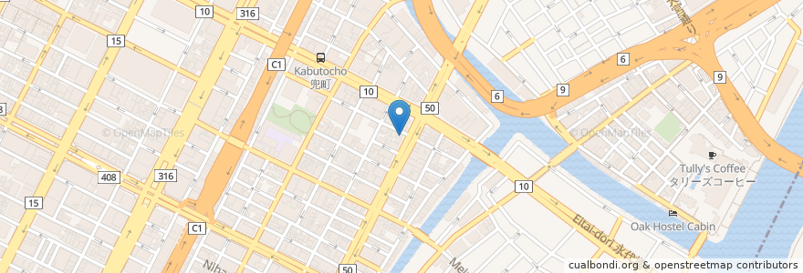 Mapa de ubicacion de カフェ・ド・クリエ en اليابان, 東京都, 中央区.