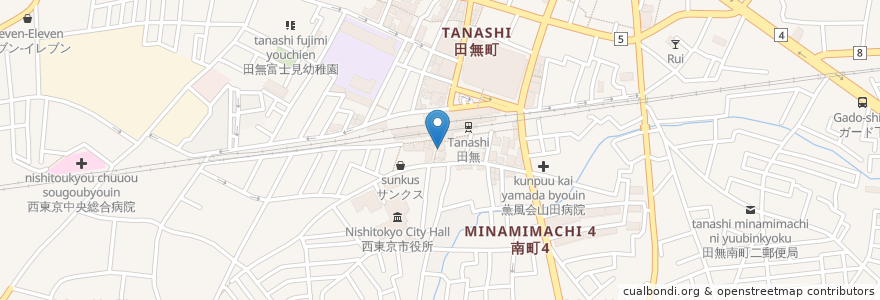 Mapa de ubicacion de RAJ en 日本, 東京都, 西東京市.
