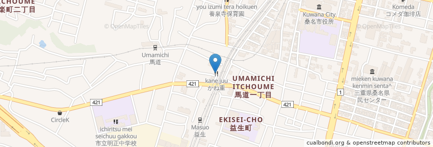 Mapa de ubicacion de かね重 en 일본, 미에현, 桑名市.