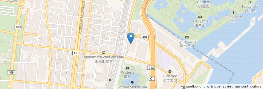 Mapa de ubicacion de カフェ・ド・クリエプラス en Japão, Tóquio, 港区.