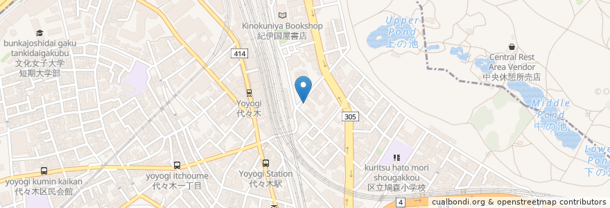 Mapa de ubicacion de カフェ・ド・クリエ en Japan, Tokio, 新宿区, 渋谷区.