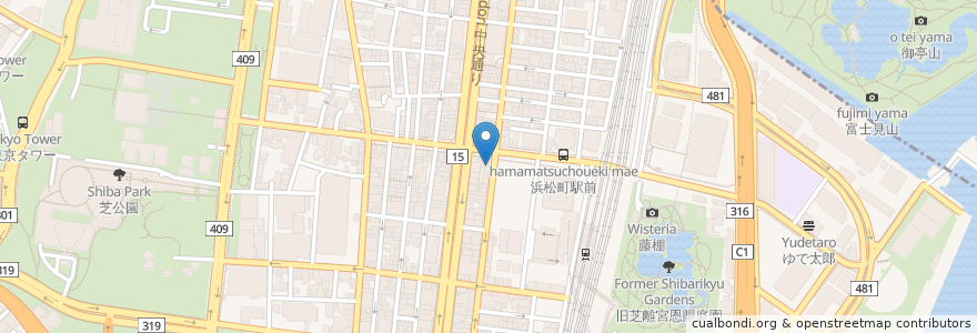 Mapa de ubicacion de カフェ・ド・クリエ en Japón, Tokio, Minato.