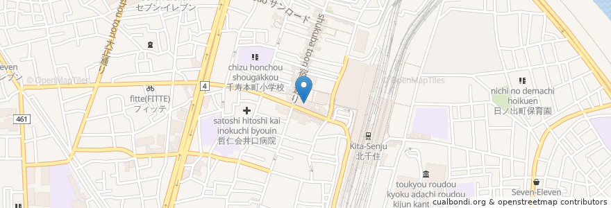 Mapa de ubicacion de みずほ銀行 en Japonya, 東京都, 足立区.