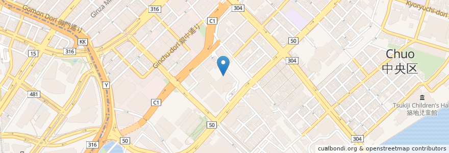 Mapa de ubicacion de カフェ・ド・クリエ en 日本, 東京都, 中央区.