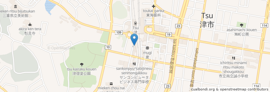 Mapa de ubicacion de DENTAL OFFICE MIYAZAKI en Japão, 三重県, 津市.