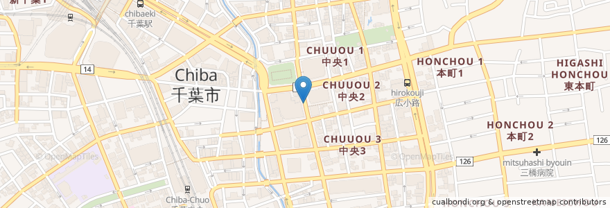 Mapa de ubicacion de 千葉銀座商店街駐輪場 en Japan, Präfektur Chiba, 千葉市, 中央区.